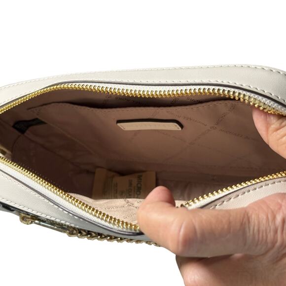 Michael Kors Jet Set Large Leopard Print Calf Hair East West Chain Crossbody Bag - Picture 4 of 8